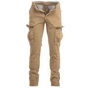 Instinct I Pantaloni Uomo Cargo con Tasche Laterali Slim Fit Autunno Inverno Caldi, Pantaloni Tasconati Multitasche Militari da Lavoro con Elastico alla Caviglia e Coulisse, Taglia 48, Khaki MK-606