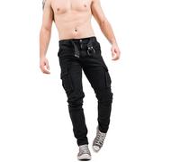 Instinct I Pantaloni Uomo Cargo Elasticizzati con Tasche Laterali Slim Fit, Pantaloni Tasconato Tasconi Multitasche Militari, Calzoni da Lavoro, Escursionismo, Trekking, Viaggio (50, Nero K-521)