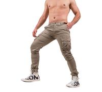 Instinct Pantaloni Cargo Uomo con Tasche Laterali Pantalone in Cotone priavera Estate Pants Tasconato Multi Tasca Slim Fit 52, Khaki K-509