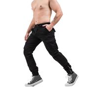 Instinct Pantaloni Cargo Uomo con Tasche Laterali Slim Fit, Pantalone da Lavoro Uomo Invernali Tasconato Tasconi Multitasche Militari Cotone Autunno Inverno Zip e Molla Caviglia 50, Nero IN-902