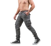 Instinct Pantaloni Cargo Uomo con Tasche Laterali Slim Fit, Pantalone da Lavoro Uomo Invernali Tasconato Tasconi Multitasche Militari Cotone Autunno Inverno Zip e Molla Caviglia 48, Grigio IN-902
