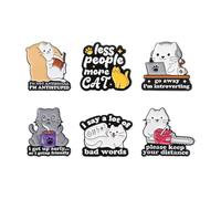 INSTITIZER Set di spille per gatti con frase ispiratrice inglese, spilla creativa smaltata per gatti, set di spille in metallo, accessori divertenti per animali, per zaino, cappello, borsa, bella