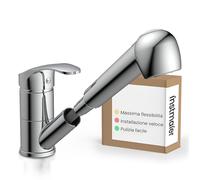 Instmaier Elena | Miscelatore Cucina | Rubinetto con Doccetta Estraibile a 2 Getti | Bocca Girevole a 90°| Finitura Cromo