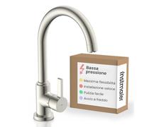 instmaier K3 miscelatore da cucina a bassa pressione | rubinetto da cucina in acciaio inox | miscelatore per lavello con bocca alta | con boiler | miscelatore monocomando | miscelatore girevole a 360°