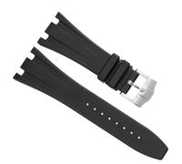 INSTR Cinturino in caucciù nero per Audemars for Piguet cinturino per AP cinturino da uomo con fibbia a farfalla(Black silver pin)