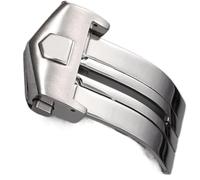 INSTR Fibbia per orologio a farfalla in acciaio inossidabile 316L per Tag Heuer Carrera Sostituzione chiusura in oro nero argento (Color : Silver, Size : 18mm with logo)