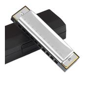 Instruments De Musique Harmonica Armonica Blues A 10 Fori Con Tasto C Adatta A Principianti E Studenti Strumento Armonica Professionale(Silver)