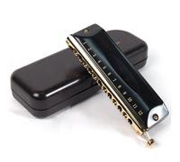 Instruments De Musique Harmonica Armonica cromatica 16 fori 64 toni armonica a bocca arpa strumenti musicali armonica di livello di prestazione(Black 12holes)