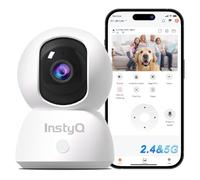 InstyQ Telecamera di sicurezza per interni, per la sicurezza domestica, con rilevamento automatico, rilevamento uomo/animale domestico, WiFi a 5/2,4 GHz, archiviazione SD e cloud, baby monitor