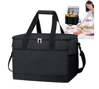 Insulated Bag, Thermal Food Carrier, Hot Cold Retention Case, 35L Capacity, Zipper Closure, Built-In Handle, Shoulder Strap, Leak Resistant, Drinks, Seafood, Outdoor Activities