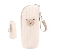Insulated Bottle Bag - Bear Pattern Tote, Thermal Bottle Carrier for Breast Milk Storage | Portable Cooler Tote for Nursing Mom, Daycare, Travel, Outdoor Transport, Stroller Use, Kaki