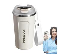 Insulated Coffee Tumbler - Temperature Display 510ml Lidded Mug, High-Definition Drinking Cup With Lanyard | Practical Travel Mug For Coffee Tea Milk Juice Cocoa Hot And Cold Drinks Easy To Carry Dail