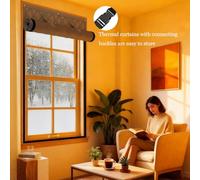 Insulated Curtain with Perspective Window, 26" 34" 47" 51" 63" 71" Insulation Windows Curtains Made of Oxford&Cotton, Reusable Window Thermal Cover for Winter(Nero,39x98in)