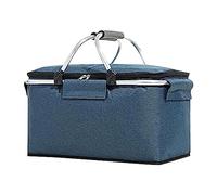 Insulated Picnic Basket, Cooler Basket with 2 Handles, Picnic Cooler, Insulated Cooler Bag, 26L Storage Basket for Picnic, Travel Camping Food Delivery Take OUTS Grocery Shopping