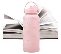 Insulated Water Bottle,1L Cute Bow Pattern Purse-Friendly: Combining Stainless Steel Vacuum Cup,Long-Lasting Keep Cold Water Bottle With Straw | For Coffee, Drinks, School, Sports, Home