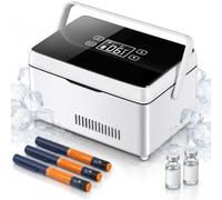 Insulin-Pen - Frigo portatile per 8-12 penne e cartucce per insulina, con controllo intelligente della temperatura e 2 batterie da 7800 mAh, interno in alluminio, per viaggi