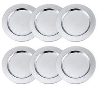 Insun 6 Pezzi Vassoi da Portata in Acciaio Inossidabile Vassoi Rotondo Rivestimento per Feste, Funzioni, Buffet, Catering Argento 30cm Diametro