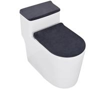 Insun Coprisedile per WC e Rivestimento Copri Serbatoio in Flanella, Elastica Lavabile Set di 2 per WC Universale Nero Grigio