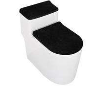 Insun Coprisedile per WC e Rivestimento Copri Serbatoio in Flanella, Elastica Lavabile Set di 2 per WC Universale Nero