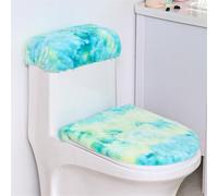 Insun Coprisedile per WC e Rivestimento Copri Serbatoio in Peluche, Elastica Lavabile Set di 2 per WC Universale Verde