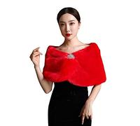 Insun Donna Scialli Pelliccia Sintetica Bolero Sposa Damigelle Stole Coprispalle Inverno rosso Taglia unica