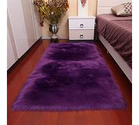 Insun Tappeto in Finta Pelle di Pecora Pelo Lungo Scendiletto Rettangolare Tappeti Antiscivolo per Soggiorno in Camera da Letto Divano viola 60x90cm