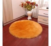 Insun Tappeto in Finta Pelle di Pecora Pelo Lungo Scendiletto Rotondo Tappeti Antiscivolo per Soggiorno in Camera da Letto Divano arancione 60cm Diametro