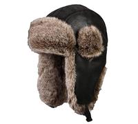 Insun Unisex Cappello da Aviatore Cappelli con Pelliccia Sintetica Berretto Antivento Invernale Nero 1 XL Circonferenza del Cappello 60cm
