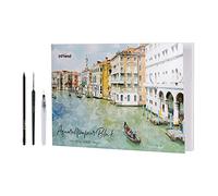 int!rend carta acquerello A3 300g - 20 fogli blocco acquerello incl. Water Tank Brush, 2 Brushes & Pencil - Carta da pittura per pittura ad acquerello