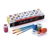 int!rend Colori Acrilici Metallizzati Tubi - 14 Barattoli Acrylic Paint da 18 ml - Colori Argilla Carta Legno Pietra - Vernice Metallizzata Acrilica con 3 Pennelli