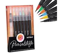 int!rend Pennarelli Acquerellabili - Set 6 Pennarelli ad Acqua con Punta a Pennello - Include 1 Pennello ad Acqua - Kit Colori Punta Morbida - Brush Pen Lettering