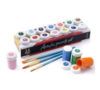 int!rend Colori Acrilici per Dipingere - 14 x 18ml - Colore Acrilico per Sassi, Decoupage, Legno - Set Colori Acrilici per Dipingere su Tela con 3 Pennelli Inclusi