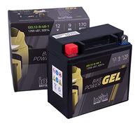 intAct - BATTERIA MOTO GEL Bike-Power GEL12-9-4B-1. sostituisce 12N7-4A, 12N9-4B-1, Y9B-B, YB7-A, YB9-B, YTB9. Batteria moto 12V 9Ah 170A. Dimensioni: 137x76x140 mm.