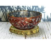 Intagliato in pietra ollare, bruciatore di incenso, detergente, salvia bruciante, ciotola per sbavature, 12,7 x 5,1 cm, multiuso (Design 4)