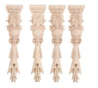 Intaglio per mobili 4/2/1PC Wood Carved Decal Embossed Pillar Corner Onlay Post Shape Applique Frame Door Furniture Wall Unpainted Home Decor 30x7cm per Telaio Non Verniciato, Armadio, Armadio(4PCS)