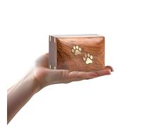 INTAJ Urna per ceneri di cani in palissandro per ceneri realizzata a mano, con zampe intarsiate, urna per animali domestici per gatti, scatola decorativa in legno (due zampe, XS - 5 x 3 x 2)