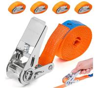 INTAKO Set di 4 Cinghie a Cricchetto (4 m o 6 m) - 800 kg, 25 mm, norma DIN EN - Cinghie di Fissaggio per Moto, Rimorchi, Quad