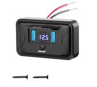 Intckwan 12V USB presa a parete, 84W 4 porte 2X PD3.0 & 2X QC3.0 carica rapida con interruttore e voltmetro LED blu, per camper, autobus, barca, trattore, golf cart