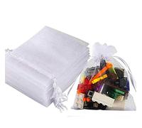Intckwan 50 sacchetti in organza, colore bianco, 9 x 12 cm, in organza, per gioielli, matrimonio, caramelle, con cordoncino in raso, per festival, feste e matrimoni