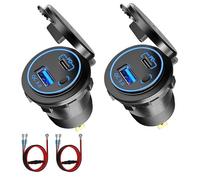 Intckwan Presa USB 12V, 54W, Doppia Porta di Ricarica Rapida (QC3.0 + PD) con In