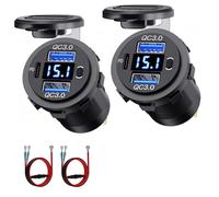 Intckwan Presa USB 12V, 72W, Caricatore Triplo Porta con Ricarica Rapida Simultanea (2xQC3.0 + PD) e Interruttore On/Off, Presa USB da Incasso per Auto 12-24V, Moto, Camion, Barche, Camper (2 Pezzi)