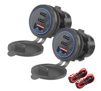 Intckwan Presa USB 12V, 75W, PD e QC3.0 per Moto, Presa USB Impermeabile da Inca