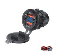 Intckwan Presa USB 12V, 78W, 4 Porte (2xQC3.0 + 2xPD) Caricatore con Voltmetro LED Blu, Presa USB Integrabile per Veicoli 12-24V - Auto, Moto, Camion, Barca, Camper - Ricarica Rapida & Robusta