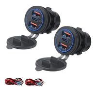 Intckwan Presa USB 12V Impermeabile, 66W, PD e QC3.0, Auto con Interruttore e Luce Blu, Presa USB da Incasso 12-24V per Roulotte, Camper, Moto, Barche, Camion (2 Pezzi)