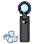 Intckwan Ventilatore a Mano Turbo Ricaricabile 3600mAh, Mini Ventilatore USB Portatile con 100 Velocità, Ventilatore Pieghevole con Funzione Ghiaccio per Esterno, Ufficio, Campeggio, Viaggi (Nero)