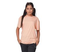 inteblu Maglietta da donna con spalle scese, tinta unita, a maniche corte, in misto modal, top casual in morbido tessuto premium, rosa, S