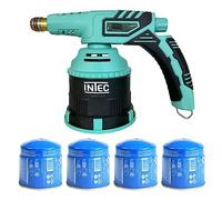 INTEC - Lampada per saldatura a gas, accensione piezo 1200 °C per cartuccia 190 g + 4 cartucce 190 g butano