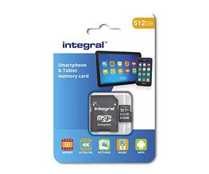 Integral 512GB micro SD card ad alta velocità di memoria microSDXC per smartphone e tablet fino a 100MB/s V30 UHS-I U3