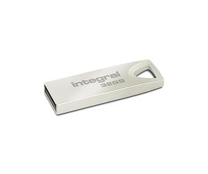Integral Arc 32GB 32GB USB 2.0 Metallic USB flash drive - USB flash drives (USB 2.0, USB 2.0, Type-A, 0-60 °C, Capless, Metallic)