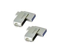 Integral Confezione da 2 unità flash USB 3.2 Gen 1 tipo C e tipo A da 128 GB, 360, con alloggiamento in metallo solido, velocità di trasferimento elevate e plug and play, per iPhone 15, serie 16